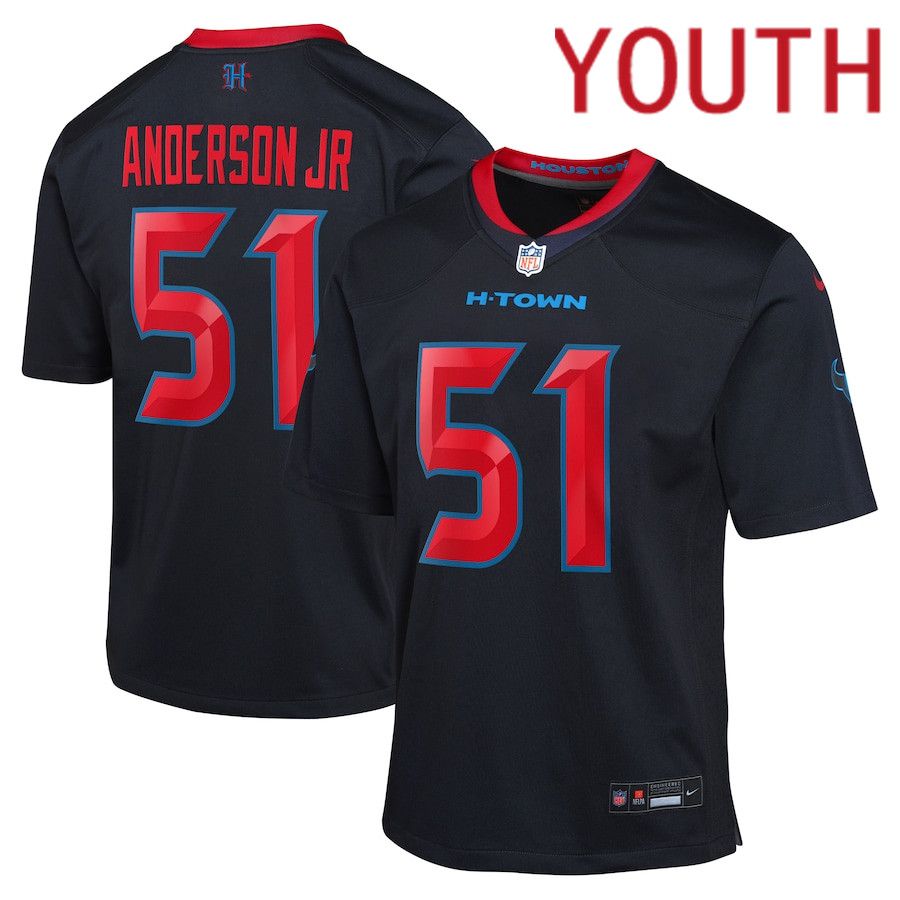 Youth Houston Texans #51 Will Anderson Jr. Nike Navy 2nd Alternate Game NFL Jersey->youth nfl jersey->Youth Jersey